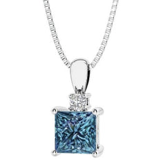 Sterling Silver Created Alexandrite & LAB Diamond Pendant -16"