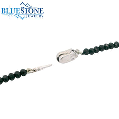 Black Spinel Beaded Necklace w/ One Diamond Bead - 17"