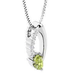 Silver Peridot and Diamond Pendant- 20 Inches