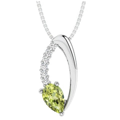 Silver Peridot and Diamond Pendant- 20 Inches
