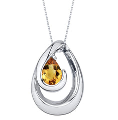 Sterling Silver Citrine Pendant with 20 Inch Chain
