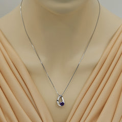 Sterling Silver Amethyst Pendant with 20 Inch Chain