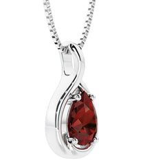 Silver Garnet Pendant- 20 Inches