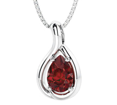 Silver Garnet Pendant- 20 Inches