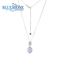 Sterling Silver Necklace with Blue Lace Agate - 20"