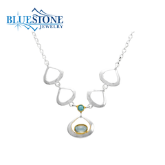 Two-Tone Necklace with Blue Topaz Gemstones -19"