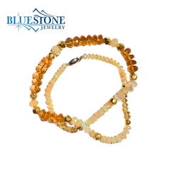 Beaded Ethiopian Opal and Citrine Necklace- 20"