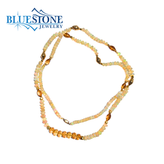 Beaded Ethiopian Opal and Citrine Necklace- 36"