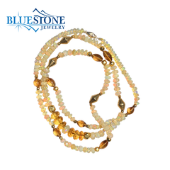 Beaded Ethiopian Opal and Citrine Necklace- 34"