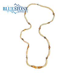 Beaded Ethiopian Opal and Citrine Necklace- 34"
