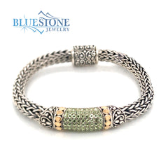 Silver & Gold Bracelet with Peridots