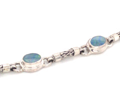 Sterling Silver Bracelet with Austrailian Opals- 7.5 Inches