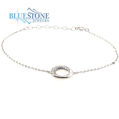 Silver Bracelet with CZs- 8 inches