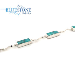 Sterling Silver Turquoise and Lapis Reversible Bracelet- 8 Inches
