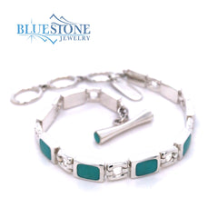 Silver Bracelet with Turquoise- 8 Inches