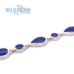 Silver Bracelet with Lapis- 8 inches