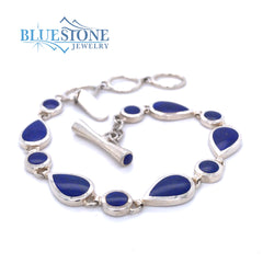 Silver Bracelet with Lapis- 8 inches