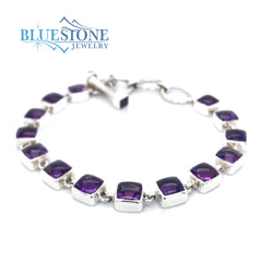 Sterling Silver Amethyst Bracelet- 8 Inches