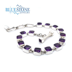 Sterling Silver Amethyst Bracelet- 8 Inches