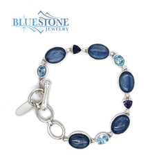 Silver  Topaz, Kyanite and Iolite Bracelet- 8 Inches