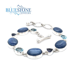 Silver  Topaz, Kyanite and Iolite Bracelet- 8 Inches