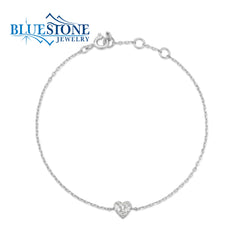 Silver Heart Bracelet with CZs- 7"