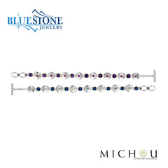 Silver & Gold Reversible Bracelet with Amethysts and Topaz- 7"