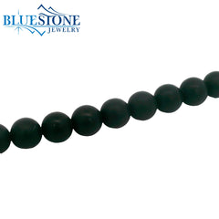 Black Agate Beaded Bracelet- 8"
