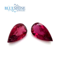 Two Loose 8.1x4.3x3mm Pear Cut Rubellite Tourmalines at 1.21 Total Car