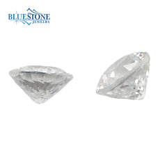 Two Loose Round Cut Genuine White Zircons. One Measures 6.4mm x 4.45mm