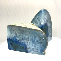 Blue Agate Gemstone Book Ends from Brazil