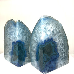 Blue Agate Gemstone Book Ends from Brazil