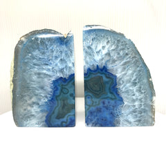 Blue Agate Gemstone Book Ends from Brazil