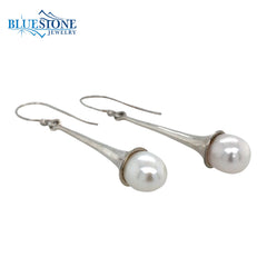 Sterling Silver Drop Earrings with Pearls