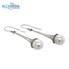 Sterling Silver Drop Earrings with Pearls