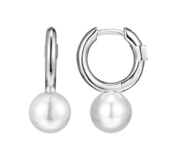 Silver Earrings with Pearls and Rubies