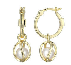 Gold Plated Leverback Pearl Earrings