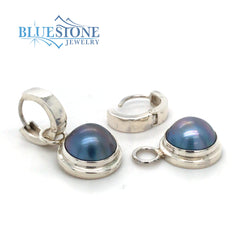 Sterling Silver Grey Pearl Huggy Earrings