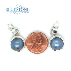 Sterling Silver Grey Pearl Huggy Earrings