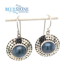 Sterling Silver Earrings with Grey Pearls