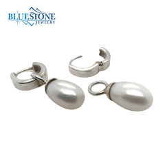 Sterling Silver White Pearl Huggy Earrings