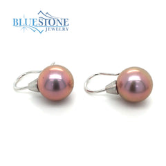 14kt White Gold Pink Pearl Earrings