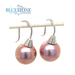 14kt White Gold Pink Pearl Earrings