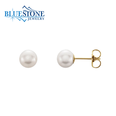 14KYG Stud Pearl Earrings - 6-6.5mm