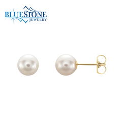 14KYG Stud Pearl Earrings - 7-7.5mm