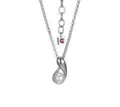 Silver Pearl Necklace- 19 Inches
