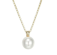 Silver with 14K Yellow Gold Plated  Pearl Necklace- 20 Inches