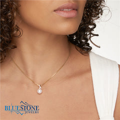 14kt Yellow Gold Pearl and CZ Pendant