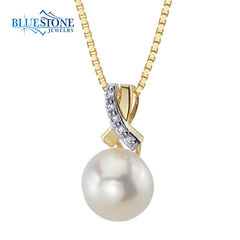 14kt Yellow Gold Pearl and CZ Pendant