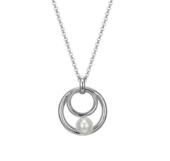 Silver Necklace with Pearl and Ruby- 20 Inches